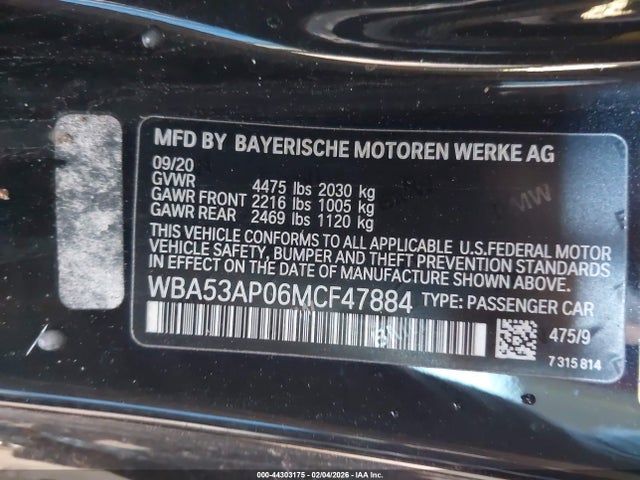 Продажа на аукционе авто 2021 Bmw 430i, vin: WBA53AP06MCF47884, номер лота: 44303175