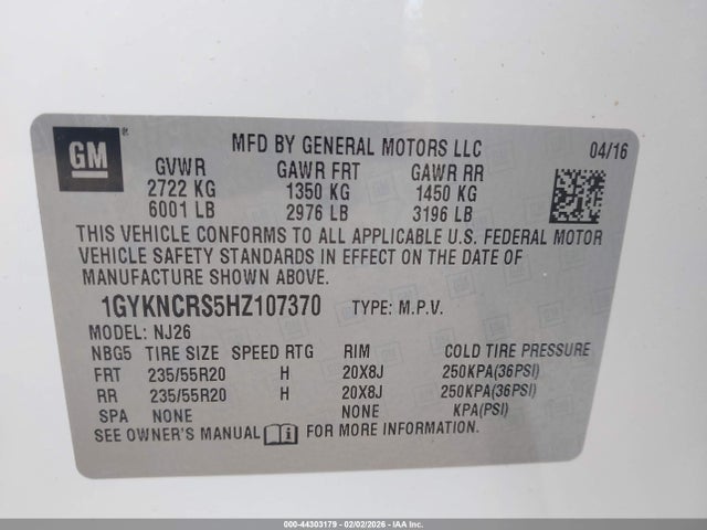 2017 CADILLAC XT5 1GYKNCRS5HZ107370 Photo 8