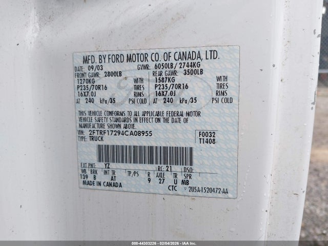 2004 FORD F-150 HERITAGE 2FTRF17294CA08955 Photo 8