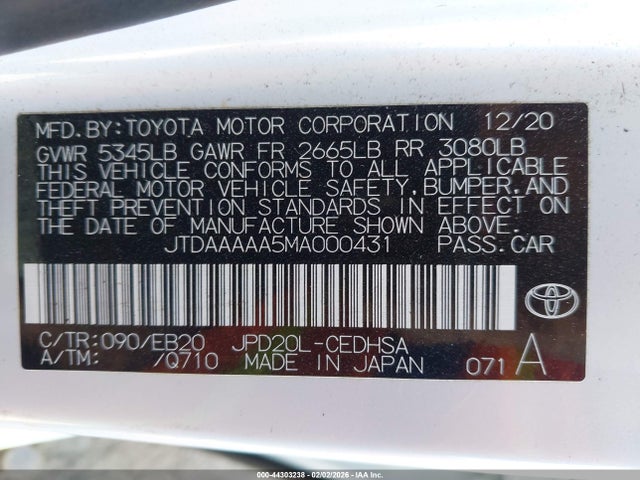 2021 TOYOTA MIRAI JTDAAAAA5MA000431 Photo 8