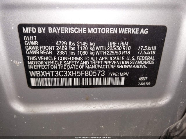 Продажа на аукционе авто 2017 Bmw X1 Xdrive28i, vin: WBXHT3C3XH5F80573, номер лота: 44303244