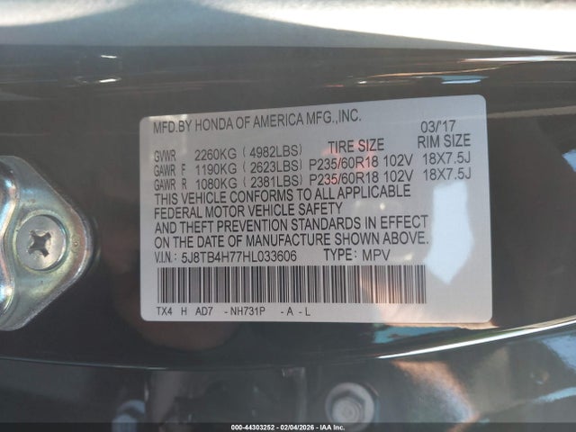Aukcja sprzedaży 2017 Acura Rdx Advance Package, vin: 5J8TB4H77HL033606, numer aukcji: 44303252