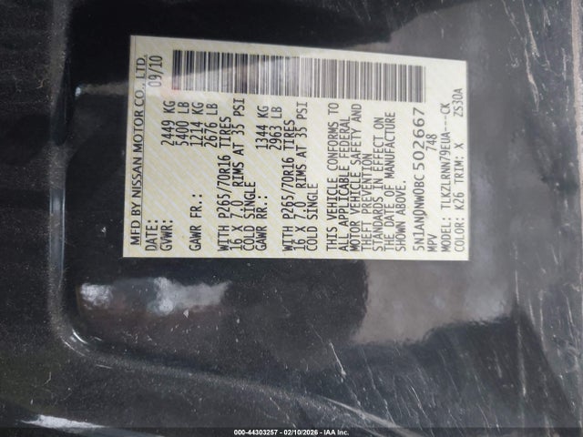 2011 NISSAN XTERRA 5N1AN0NW0BC502667 Photo 8
