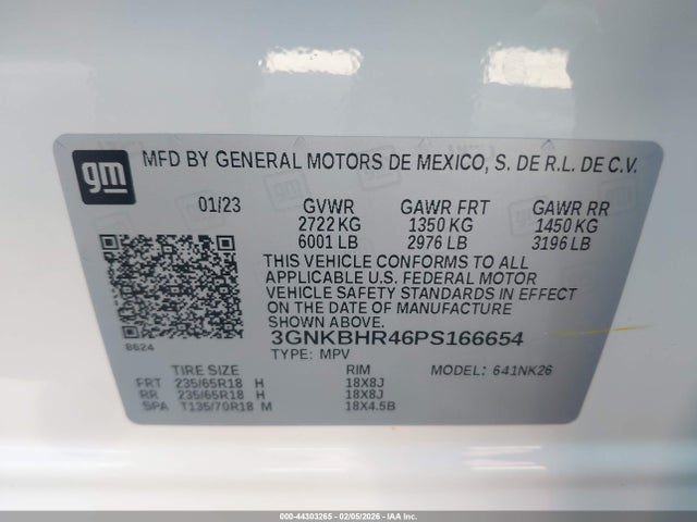 3GNKBHR46PS166654 Chevrolet Blazer Awd 2lt