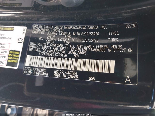 Aukcja sprzedaży 2020 Lexus Rx 350 F Sport Performance, vin: 2T2YZMDA1LC239436, numer aukcji: 44303269