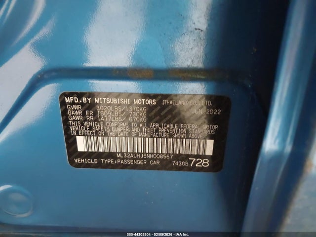 2022 MITSUBISHI MIRAGE ML32AUHJ5NH008567 Photo 8