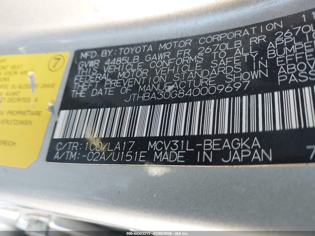 2004 LEXUS ES 330 JTHBA30G840009697 Photo 8