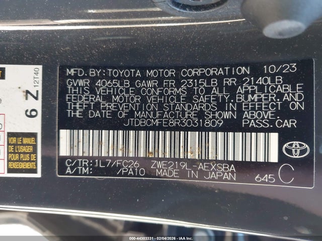 Toyota Corolla Hybrid Se 2024 JTDBCMFE8R3031809 Image 9
