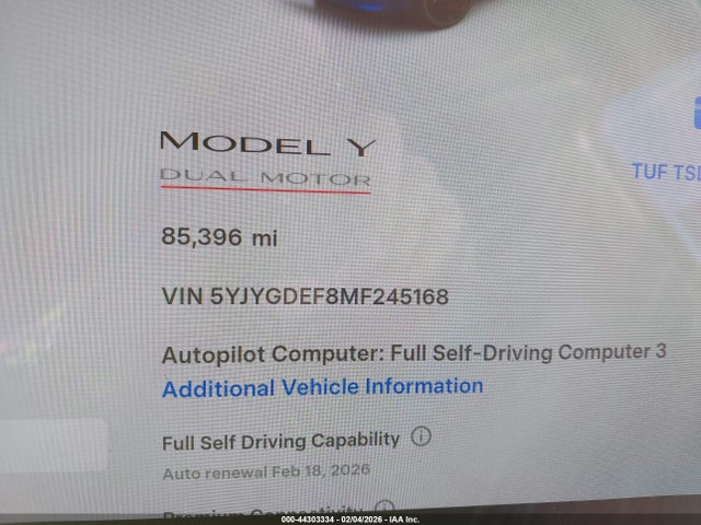 2021 TESLA MODEL Y 5YJYGDEF8MF245168 Photo 6