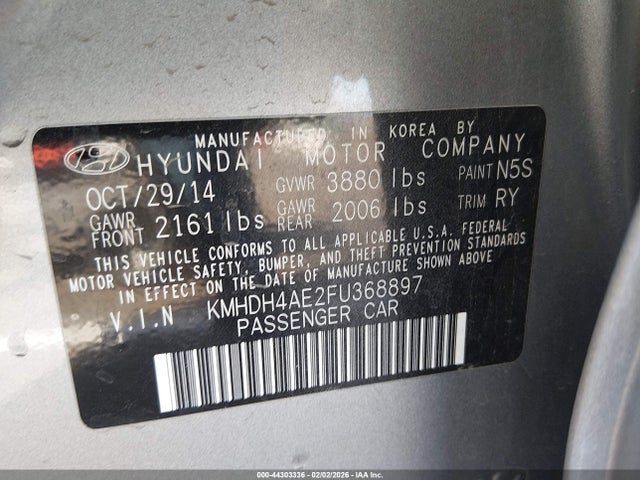 Hyundai ELANTRA SE 2015 KMHDH4AE2FU368897 Image 9