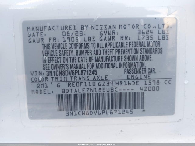 3N1CN8DV6PL871245 Nissan Versa 1.6 S Xtronic Cvt