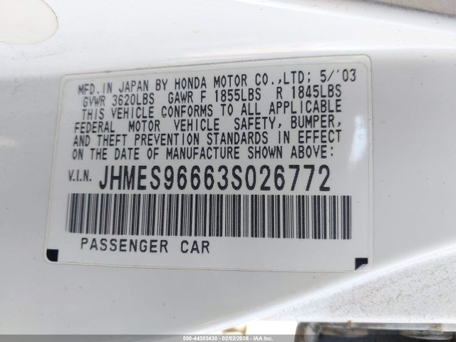 2003 HONDA CIVIC JHMES96663S026772 Photo 8