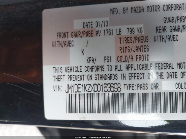 Продаж на аукціоні авто 2013 Mazda Mazda2 Sport, vin: JM1DE1KZXD0163698, номер лоту: 44303437