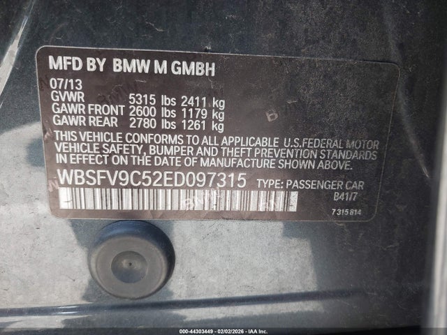 BMW M5 2014 WBSFV9C52ED097315 Image 9