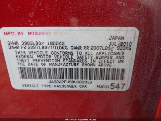 2011 MITSUBISHI LANCER JA32U2FU9BU000916 Photo 8