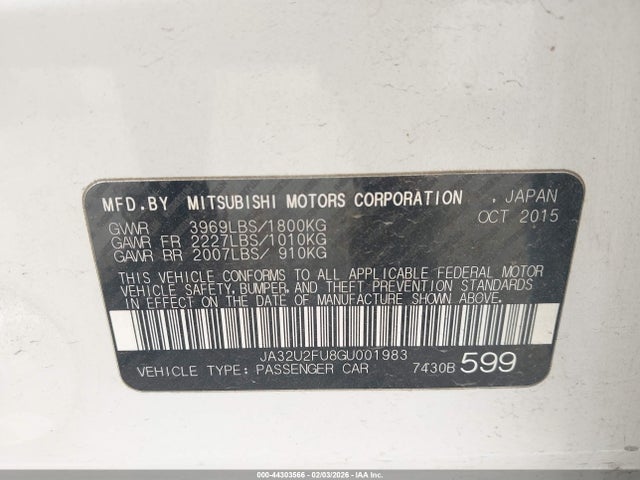 2016 MITSUBISHI LANCER JA32U2FU8GU001983 Photo 8