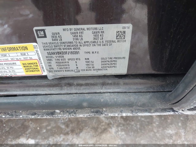 Продажа на аукционе авто 2015 Buick Enclave Leather, vin: 5GAKVBKD3FJ180391, номер лота: 44303583