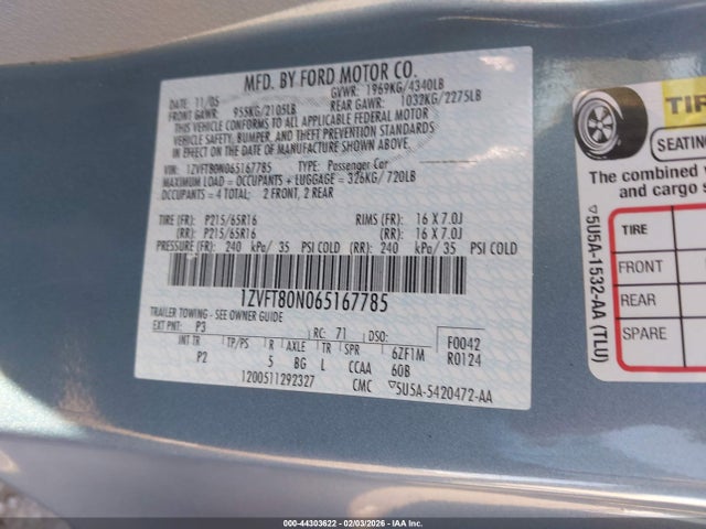 2006 FORD MUSTANG 1ZVFT80N065167785 Photo 8