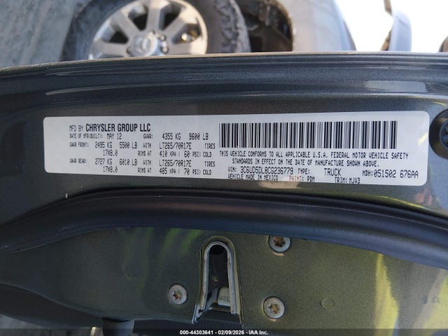 2012 Ram 2500 Slt მანქანა იყიდება აუქციონზე, vin: 3C6UD5DL8CG236779, აუქციონის ნომერი: 44303641