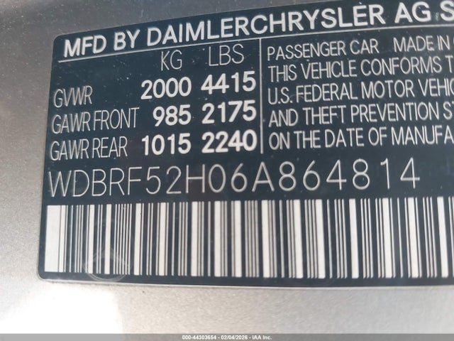 Продажа на аукционе авто 2006 Mercedes-benz C 230 Sport, vin: WDBRF52H06A864814, номер лота: 44303654