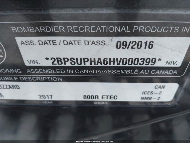 Ski-Doo Mxz Blizzard 800 2017 2BPSUPHA6HV000399 Image 9