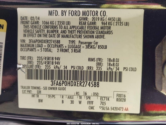 Ford FUSION SE 2014 3FA6P0HDXER274588 Image 9