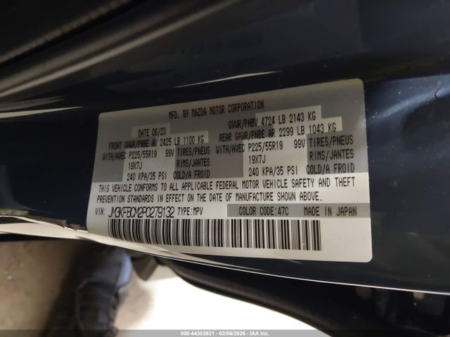 Aukcja sprzedaży 2023 Mazda Cx-5 2.5 S Carbon Edition, vin: JM3KFBCM2P0279132, numer aukcji: 44303821