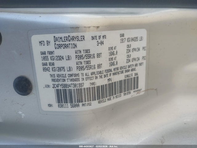Aukcja sprzedaży 2004 Chrysler Pt Cruiser Touring, vin: 3C4FY58894T301997, numer aukcji: 44303827
