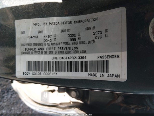 Aukcja sprzedaży 1993 Mazda 929, vin: JM1HD4614P0213364, numer aukcji: 44304026