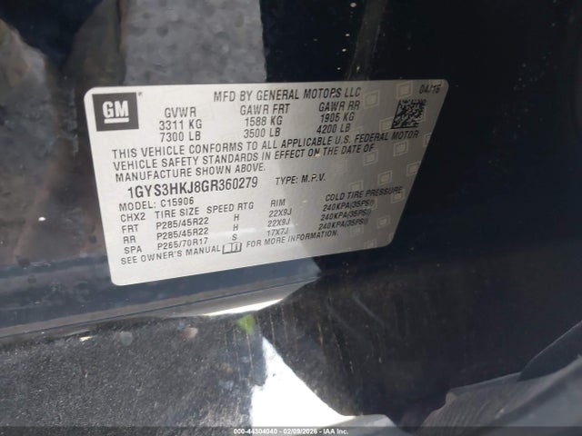 2016 CADILLAC ESCALADE ESV 1GYS3HKJ8GR360279 Photo 8