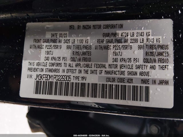 Aukcja sprzedaży 2023 Mazda Cx-5 2.5 S Premium, vin: JM3KFBDM1P0229305, numer aukcji: 44304089