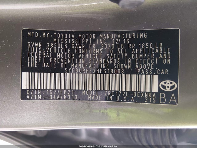 Toyota COROLLA LE 2017 5YFBURHEXHP618008 Image 9