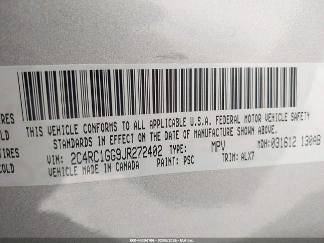 2C4RC1GG9JR272402 Chrysler Pacifica Limited