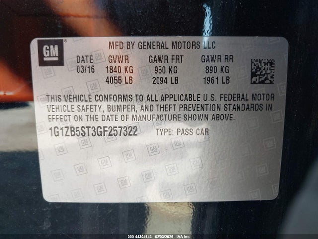 1G1ZB5ST3GF257322 Chevrolet MALIBU LS