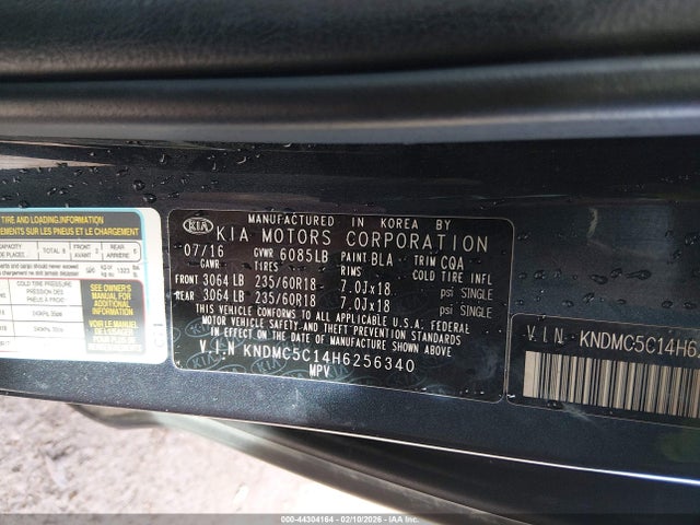 2017 Kia Sedona Ex მანქანა იყიდება აუქციონზე, vin: KNDMC5C14H6256340, აუქციონის ნომერი: 44304164