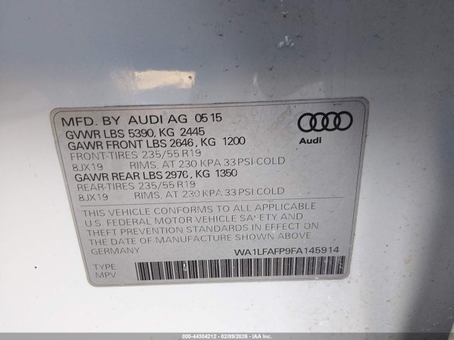 WA1LFAFP9FA145914 Audi Q5 2.0t Premium