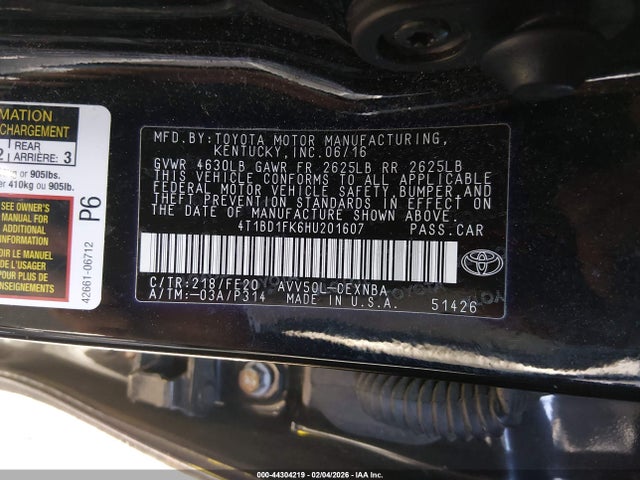 2017 TOYOTA CAMRY HYBRID 4T1BD1FK6HU201607 Photo 8