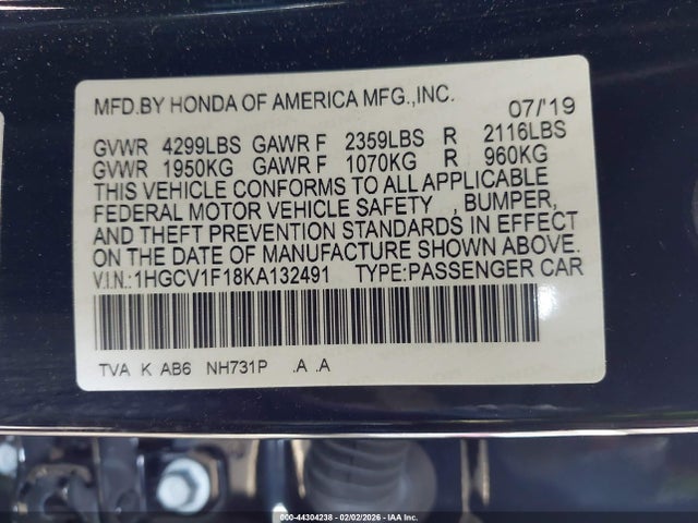 1HGCV1F18KA132491 Honda ACCORD LX