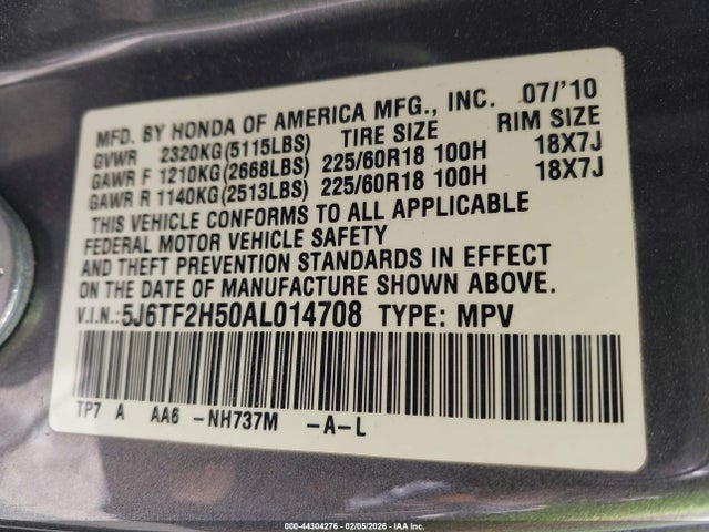 2010 HONDA ACCORD CROSSTOUR 5J6TF2H50AL014708 Photo 8