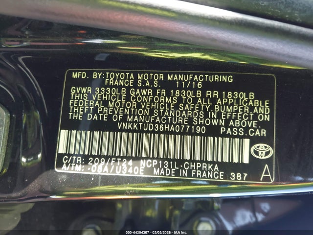 VNKKTUD36HA077190 Toyota Yaris Se