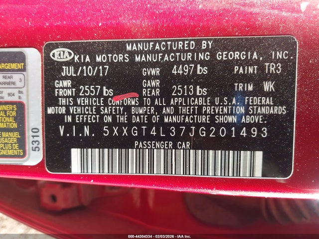5XXGT4L37JG201493 KIA Optima S
