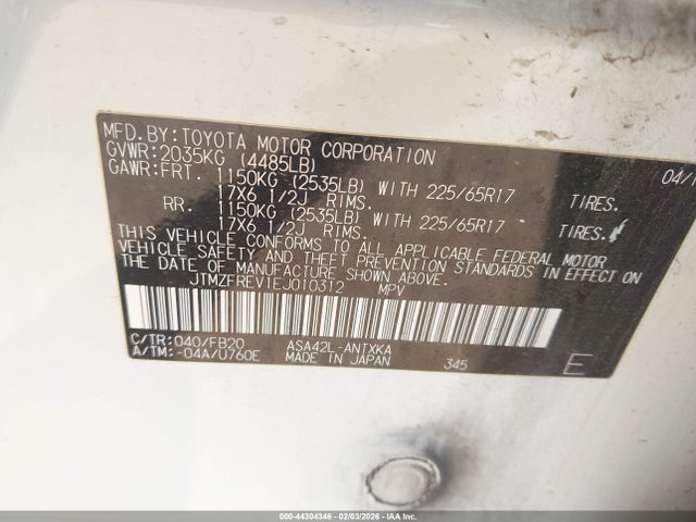 JTMZFREV1EJ010312 Toyota RAV4 LE