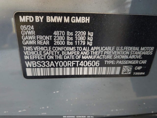 2024 BMW M3 WBS33AY00RFT40606 Photo 8