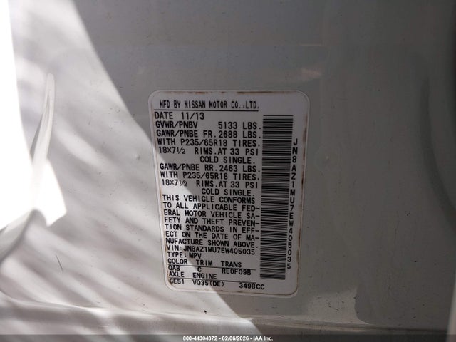 JN8AZ1MU7EW405035 Nissan MURANO S