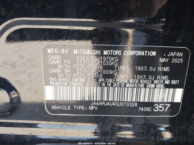 2025 MITSUBISHI OUTLANDER SPORT JA4ARUAU4SU010328 Photo 8