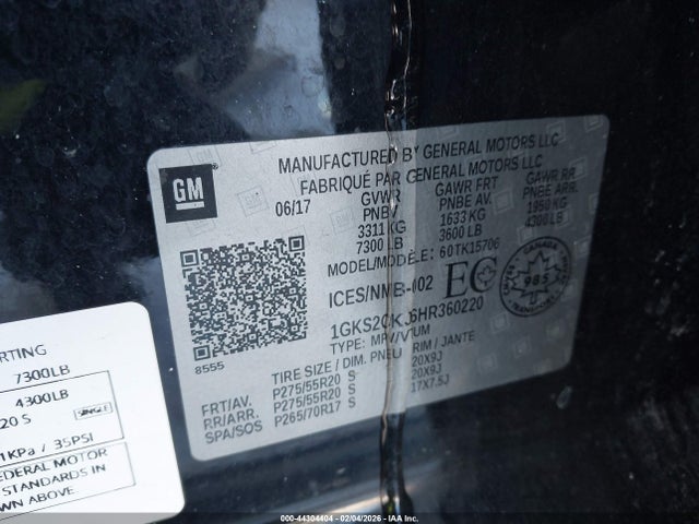Aukcja sprzedaży 2017 Gmc Yukon Denali, vin: 1GKS2CKJ6HR360220, numer aukcji: 44304404