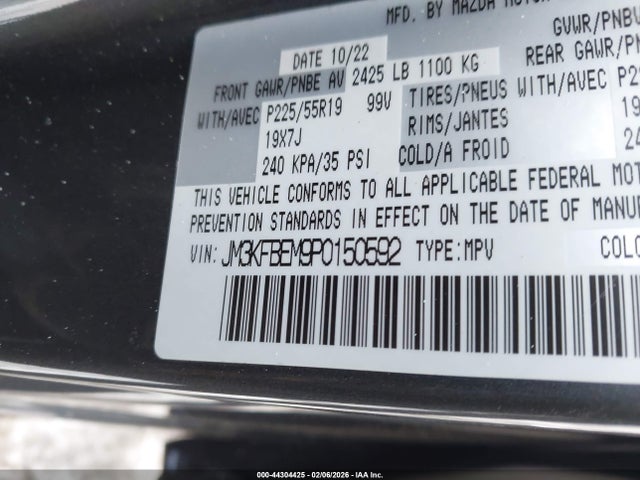 Aukcja sprzedaży 2023 Mazda Cx-5 2.5 S Premium Plus, vin: JM3KFBEM9P0150592, numer aukcji: 44304425