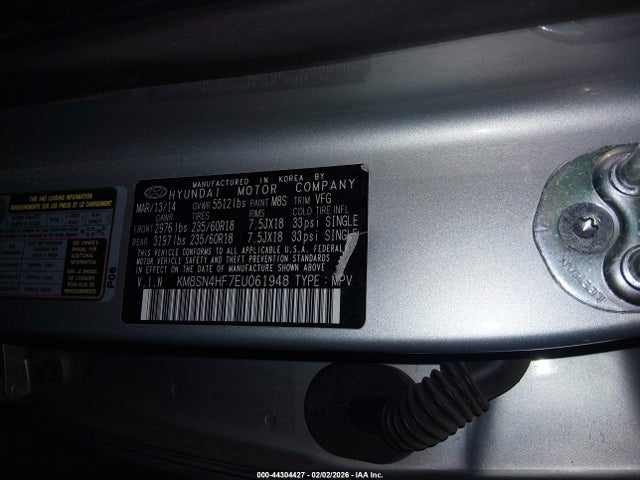 Hyundai Santa Fe Gls 2014 KM8SN4HF7EU061948 Image 9