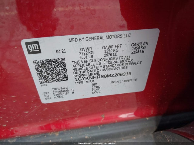 1GYKNHRS8MZ206319 Cadillac Xt5 Awd Sport