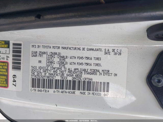 3TYRZ5CN2MT003927 Toyota Tacoma Sr V6